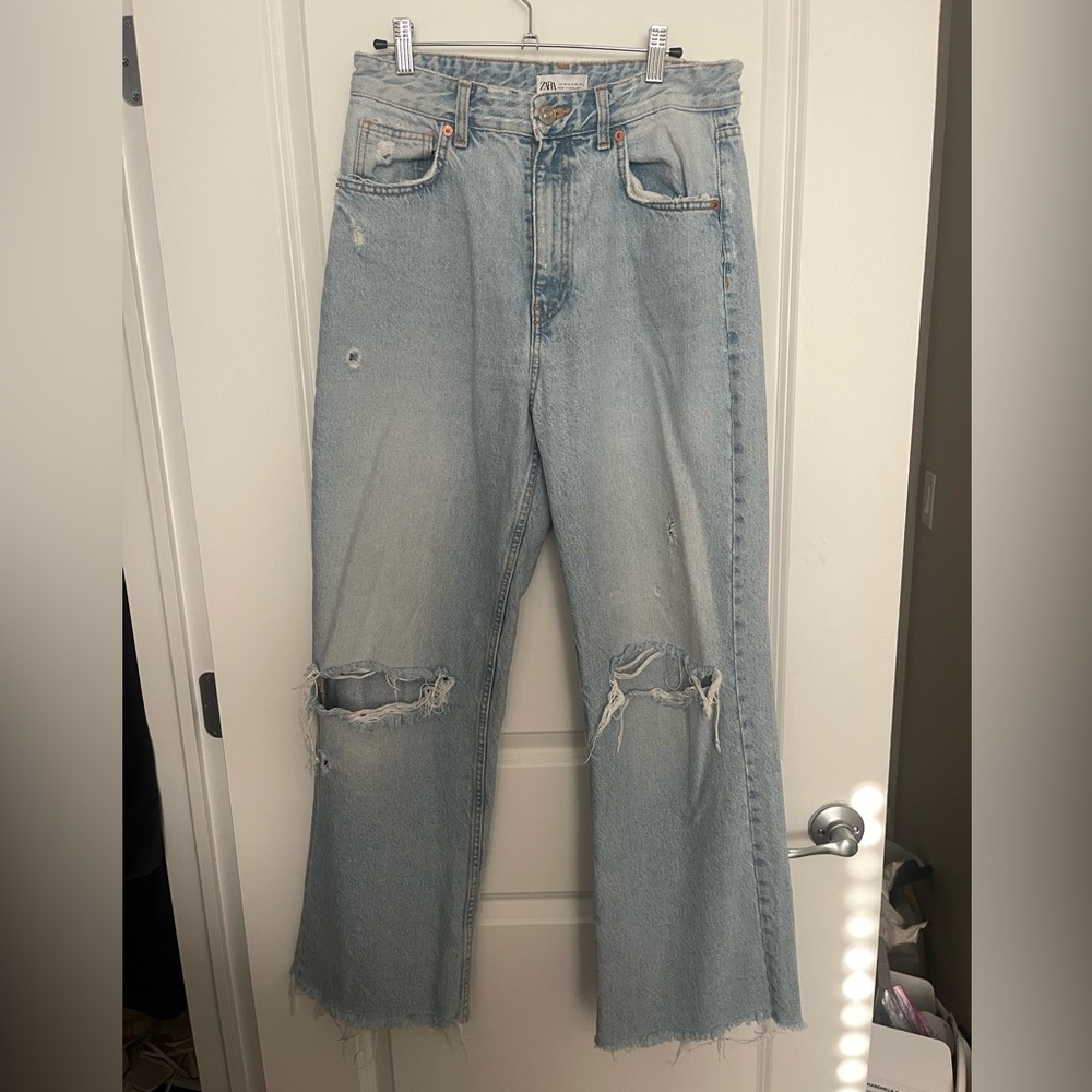 Zara Distressed Denim Pants